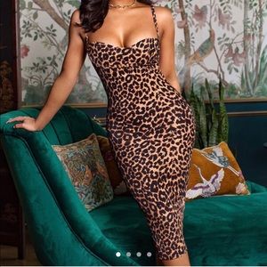 PrettyLittleThing leopard print strappy dress.
